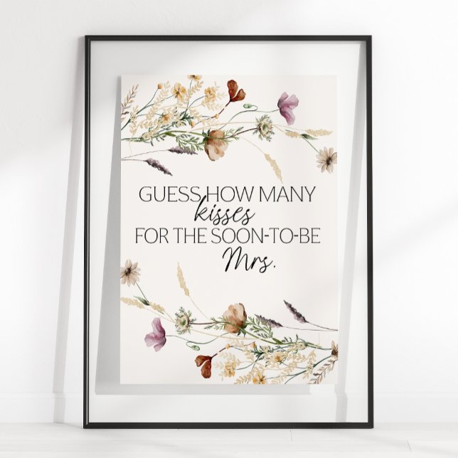 Vintage Tiny Floral Guess How Many Kisses Game Poster (Creator Uploaded)