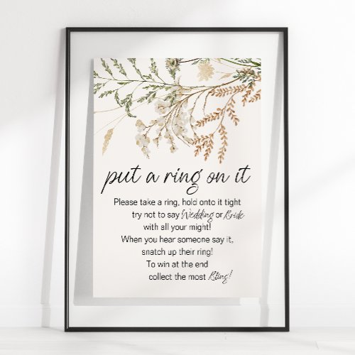 Vintage Tiny Floral Put A Ring On It Game Poster