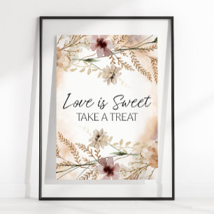 Vintage Tiny Floral Wedding Love Is Sweet Favor Poster