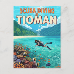 Vintage Tioman Malaysia Scuba Diving Postcard