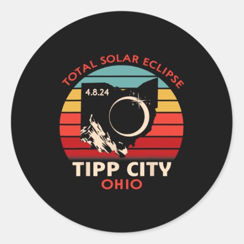 Vintage Tipp City Ohio Total Solar Eclipse 2024  Classic Round Sticker