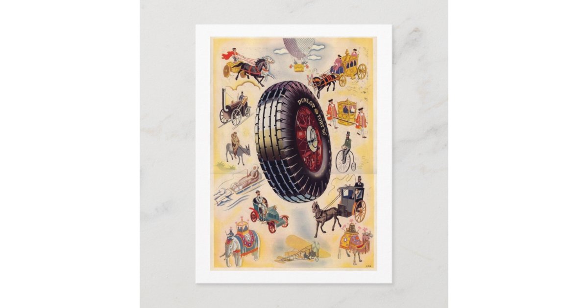 Vintage Tire Ad - Dunlp Tires Postcard | Zazzle