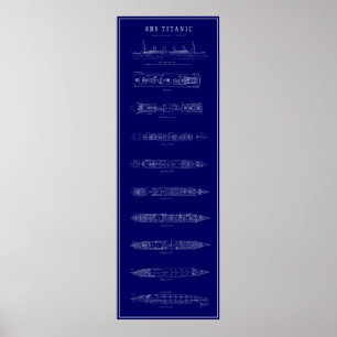 VINTAGE TITANIC BLUEPRINT POSTER