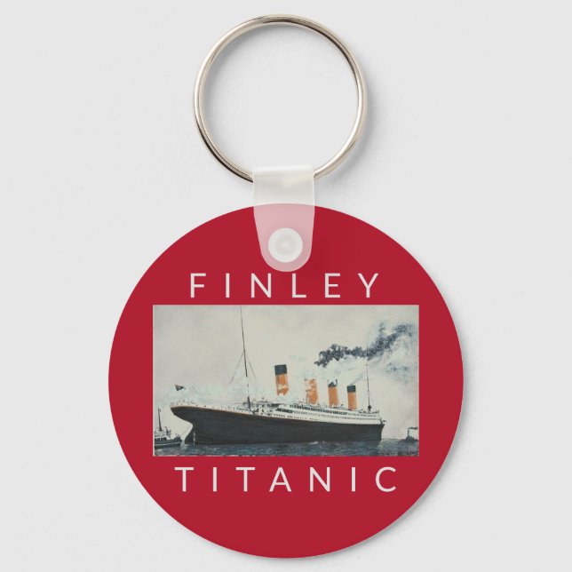 VINTAGE TITANIC NAME PURPLE RED BLUE KEYCHAIN (Front)