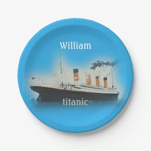 Vintage Titanic Ocean Liner Blue Name Ship Paper Plates