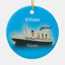 Vintage Titanic Ocean Liner Boy Blue Name Ship Ceramic Ornament