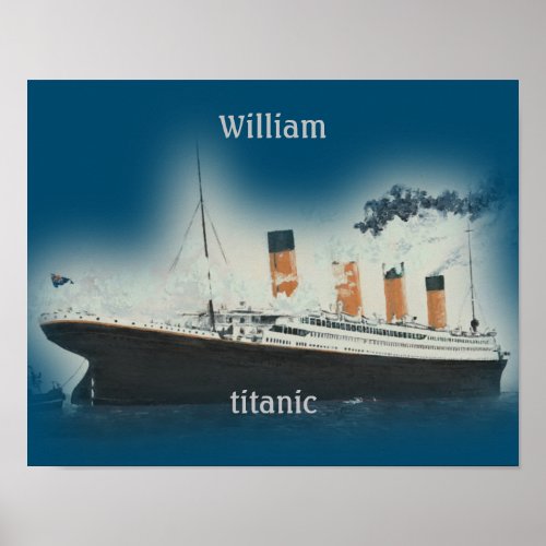 Vintage Titanic Ocean Liner Boy Sea Name Ship Poster