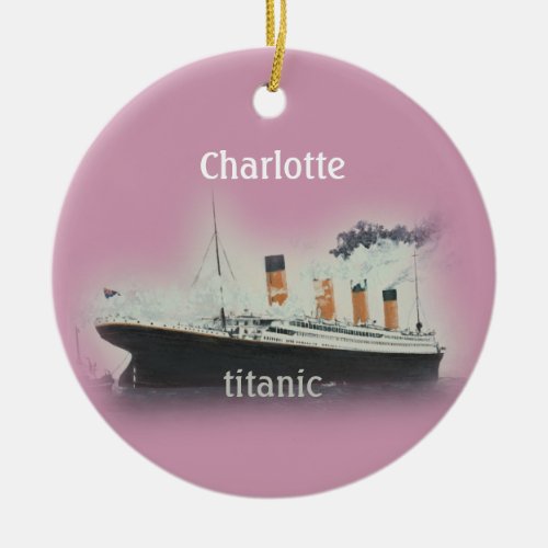 Vintage Titanic Ocean Liner Girl Pink Name Ship Ceramic Ornament