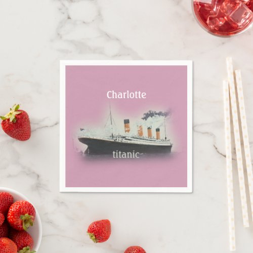 Vintage Titanic Ocean Liner Girl Pink Name Ship Napkins