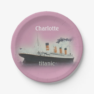 Vintage Titanic Ocean Liner Girl Pink Name Ship Paper Plates