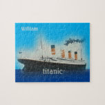 Vintage Titanic Ocean Liner Kids Ship Jigsaw Puzzle<br><div class="desc">Vintage Titanic Ocean Liner Kids Ship Jigsaw Puzzle. Personalize this Kids RMS Titanic Puzzle with your Child's name for a perfect gift.</div>