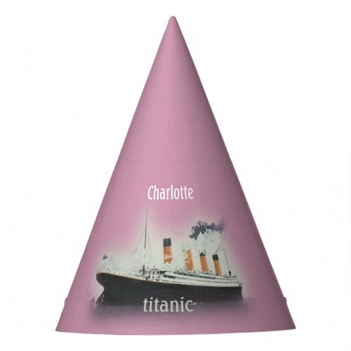 Vintage Titanic Ocean Liner Pink Girl Name Ship Party Hat