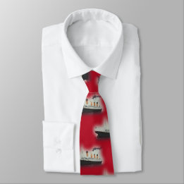 Vintage Titanic Red Ship Neck Tie