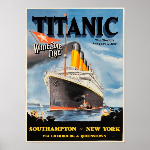 Vintage Titanic White Star Line Advertisement Poster