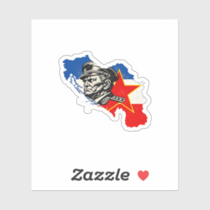 Vintage Tito SFRY Yugoslavia Map Woodcut Sticker