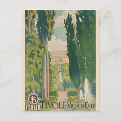 Vintage Tivoli Italy Italian Villa Travel Postcard