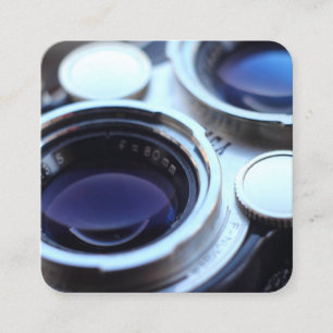 Vintage TLR Camera Detail Square Business Card