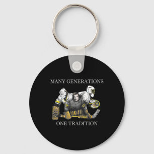 Vintage To Modern Hockey Goalie Heritage Evolution Keychain