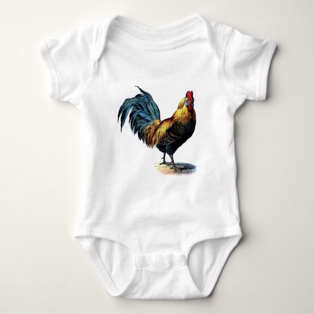 Vintage to rooster baby bodysuit (Front)