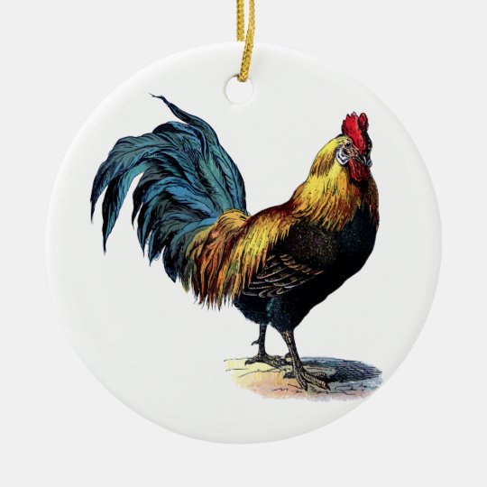 Vintage to rooster ceramic ornament