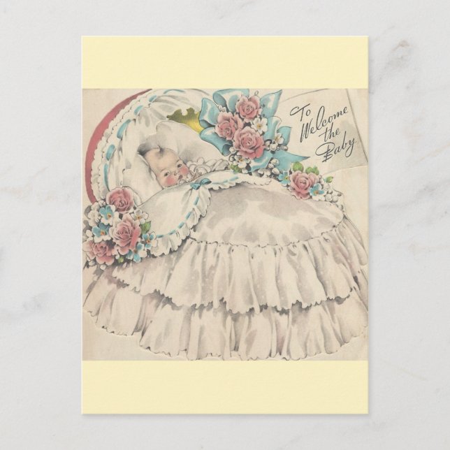 Vintage To Welcome The Baby Postcard (Front)