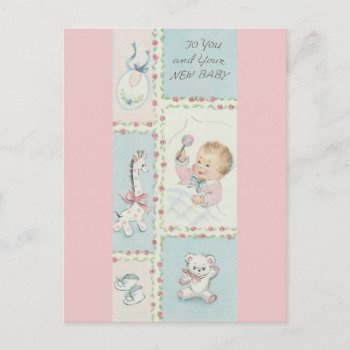 Vintage "to You And New Baby" Announcement Postcard by Gypsify at Zazzle