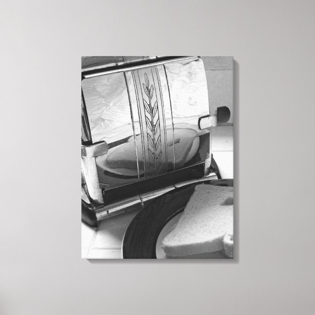 Vintage Toaster Black and White Wrapped Canvas (Front)