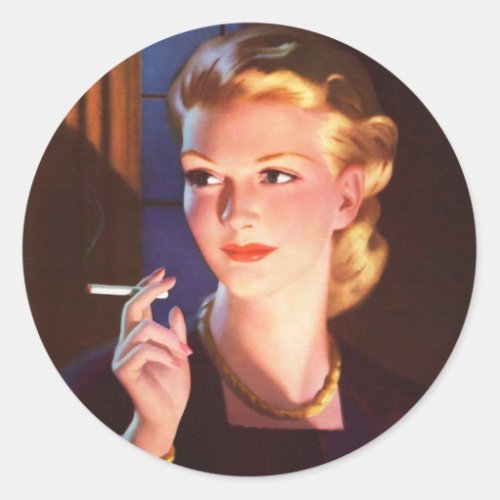 Vintage Tobacco Cigarette Pin_Up Girl Classic Round Sticker