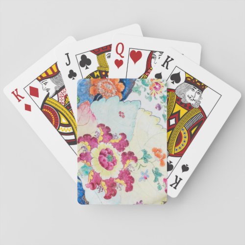 vintage Tobacco Leaf blue white pink green floral Poker Cards