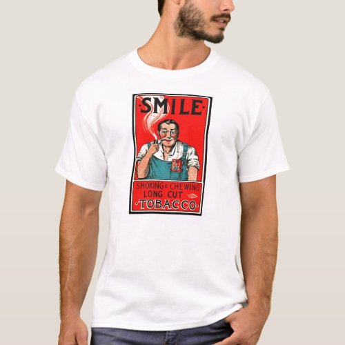 Vintage Tobacco Smoking Smile Brand T_Shirt