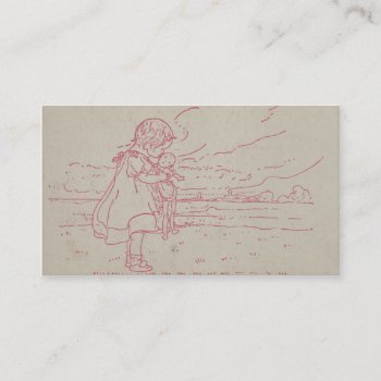 Vintage Toddler Girl With Baby Doll Business Card by MarceeJean at Zazzle