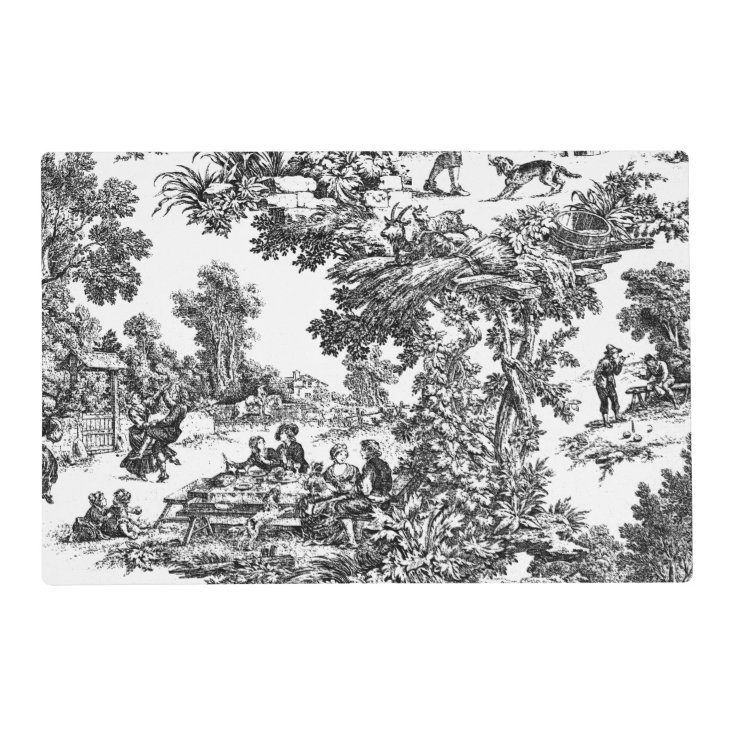 Vintage Toile Black&White Placemat Zazzle