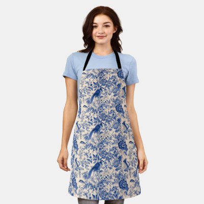 Vintage Toile de Jouy Blue Apron 