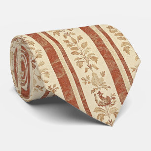 Vintage Toile de Jouy Floral Stripe with Hen Neck Tie