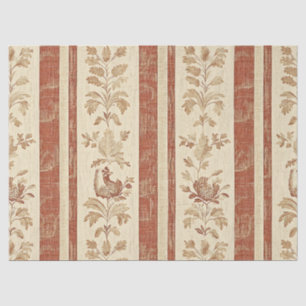 Vintage Toile de Jouy Floral Stripe with Hen Tissue Paper