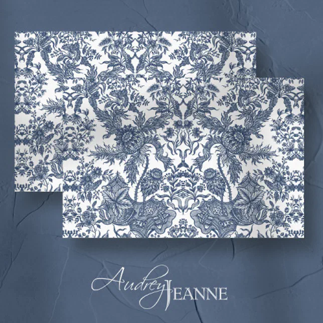 Vintage Toile Floral Navy Blue and White Decoupage Tissue Paper | Zazzle