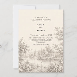 Vintage Toile Garden Wedding Invitation