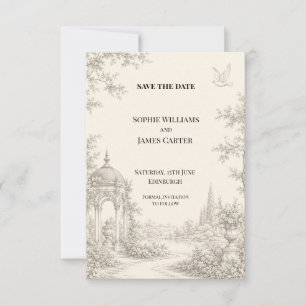 Vintage Toile Gazebo Garden Wedding Save The Date