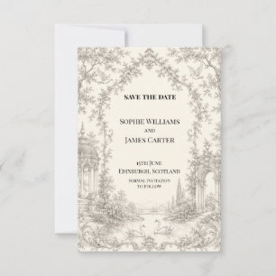 Vintage Toile Swan Lake Garden Save The Date