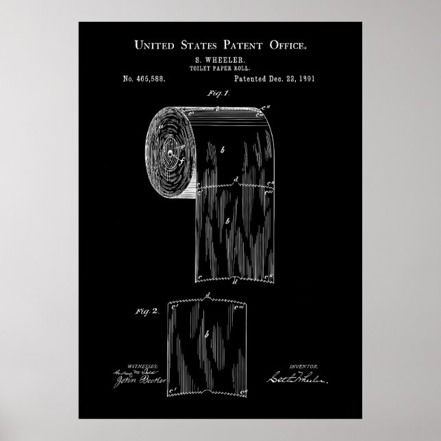 Vintage Toilet Paper 1891 Patent Poster (Front)