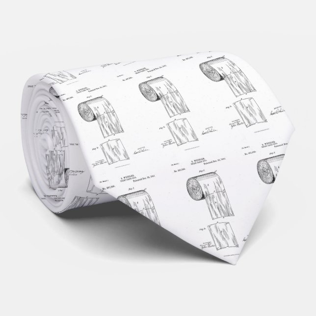 Vintage Toilet Paper Invention Patent (1891) Neck Tie (Rolled)