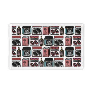 Vintage Toiletries and Cosmetics Pattern Acrylic Tray