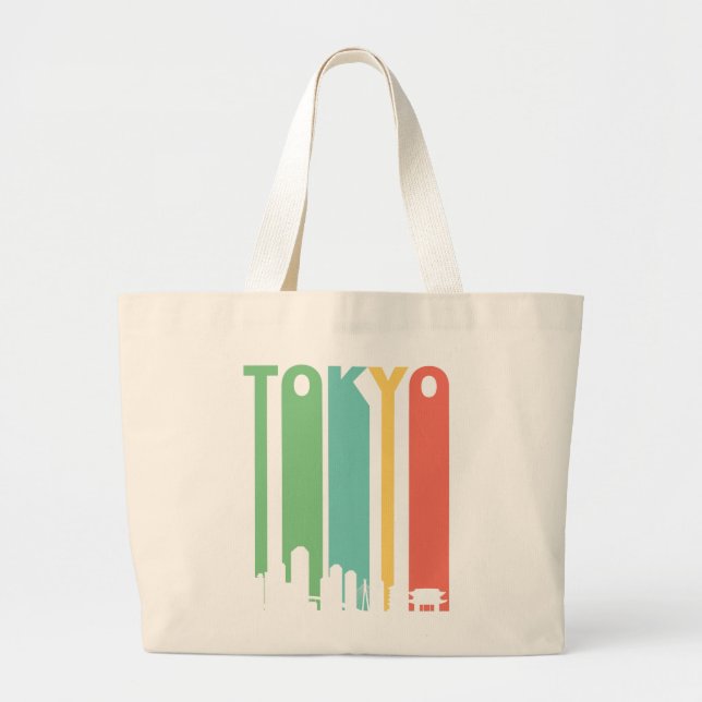Vintage Tokyo Cityscape Large Tote Bag (Front)