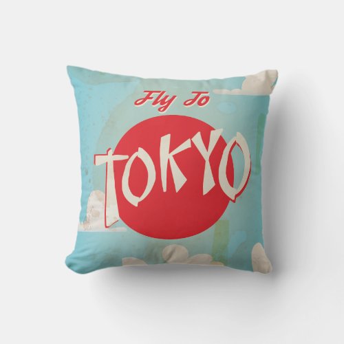 Vintage Tokyo Japan Travel Posters Throw Pillow