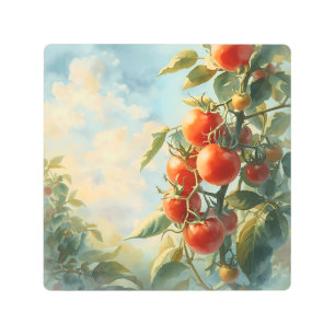 Vintage Tomatoes on a Vine Metal Print