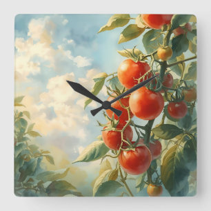 Vintage Tomatoes on a Vine Square Wall Clock