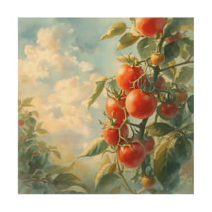 Vintage Tomatoes on a Vine Wood Wall Art