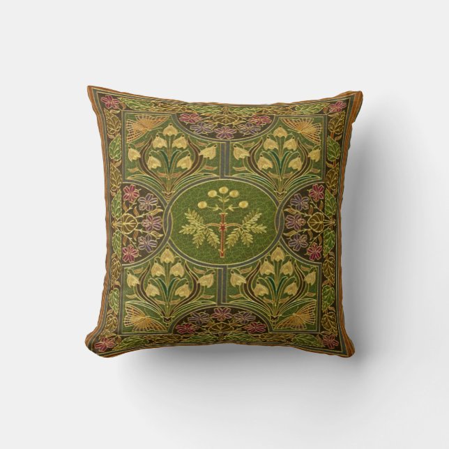 Vintage Tooled Leather Effect Throw Pillow (Front)