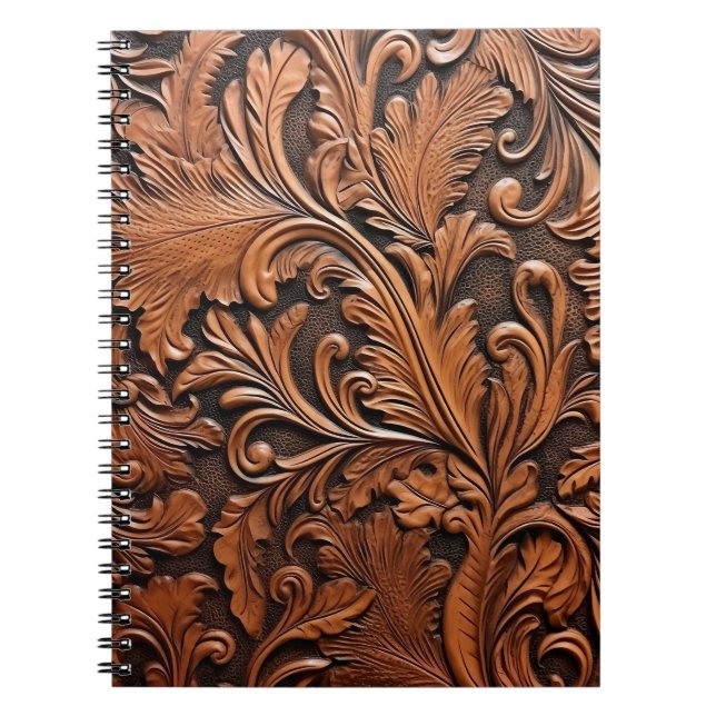 Vintage tooled leather notebook (Front)