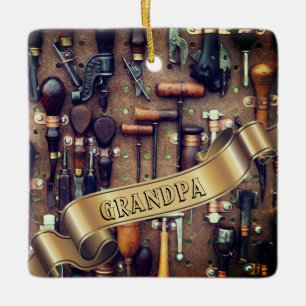 Vintage Tools l Retro woodworking Christmas Ceramic Ornament